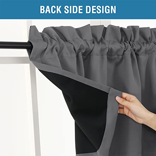 H.VERSAILTEX 100% Blackout Valances for Windows,Thermal Insulated Room Darkening Valance Rod Pocket Short Window Valances for Living Room Bathroom 52 Inch by 18 Inch 2 Pack Gray - color: Grey