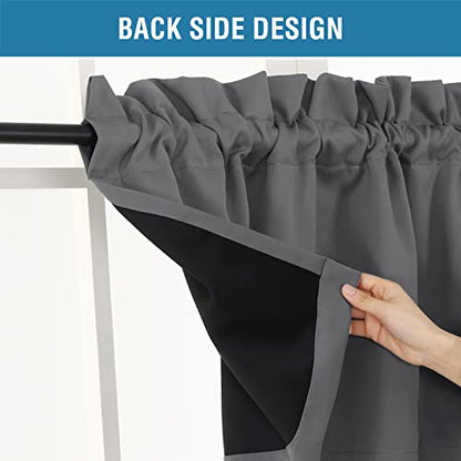 H.VERSAILTEX 100% Blackout Valances for Windows,Thermal Insulated Room Darkening Valance Rod Pocket Short Window Valances for Living Room Bathroom 52 Inch by 18 Inch 2 Pack Gray - color: Grey