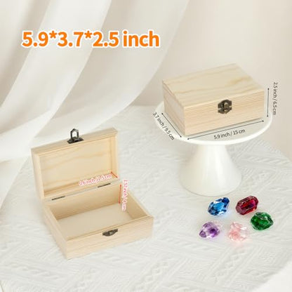 Small Unfinished Wooden Storage Box (Large 5.9 * 3.7 * 2.5 inch) - size: Large 5.9*3.7*2.5 inch