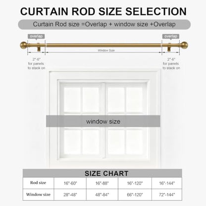 Warm Gold Curtain Rods 16-60 Inch Heavy Duty 1 Inch Diameter - color: Brass, size: 16"-60"|1 Pack