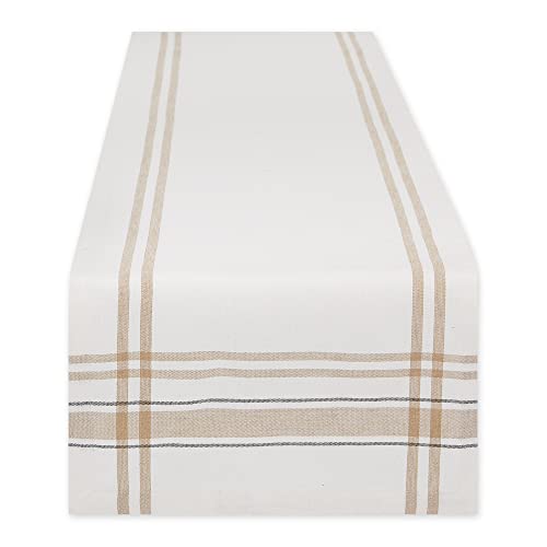 DII French Stripe Dining Table Collection Farmhouse Style Table Runner, 14x72 Inches, White Chambray - color: White Chambray, size: 14x72 Inches (Pack of 1)