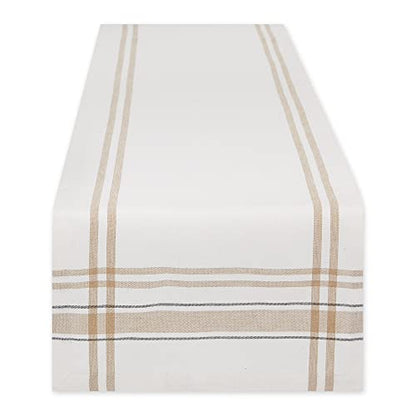 DII French Stripe Dining Table Collection Farmhouse Style Table Runner, 14x72 Inches, White Chambray - color: White Chambray, size: 14x72 Inches (Pack of 1)