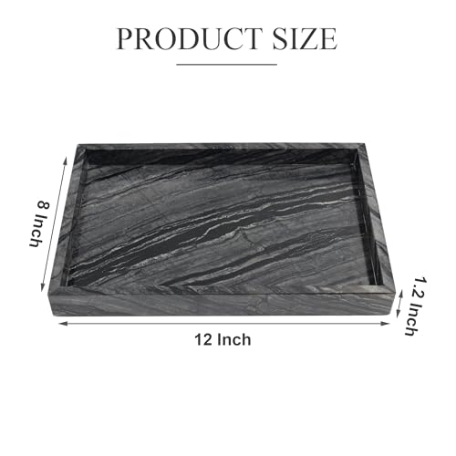 YMXYJM Natural Marble Tray for Bathroom, Genuine Ancient Wood Grain Marble Vanity Tray, Luxury Stone Trays for Dresser, Home Decor, Kitchen, Non-Resin/Non-Ceramic, 12"x 8", Ancient Wood Grain - color: Ancient Wood Grain, size: 12" x 8" x 1.2"