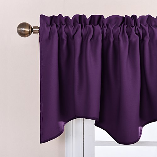 NICETOWN 2 Panels Olive Green Kitchen Valances for Windows, 42W x 18L - color: Royal Purple, size: 42"W x 18"L (Pack of 2)