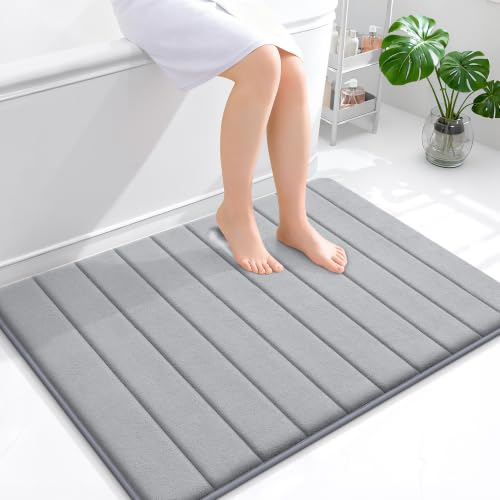 OLANLY Memory Foam Large Bath Mat 40x32, Super Soft Absorbent Bathroom Rugs - color: Grey, size: 40" X 32"