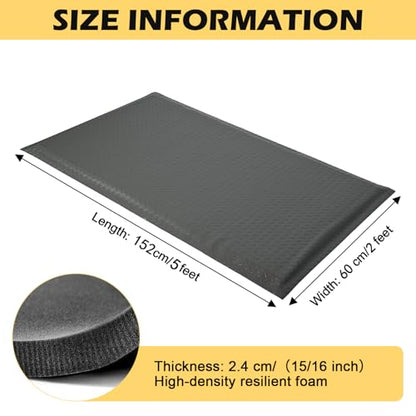 Anti Fatigue Mat 2x5 Ft 15/16" Thick Soft Sponge Ergonomic Durable - size: 60"L x 24.4"W x 0.9"Th