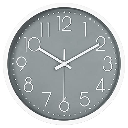 JUSTUP 12 inch Non-Ticking Wall Clock, Battery Operated Modern Wall Clock - color: Gray