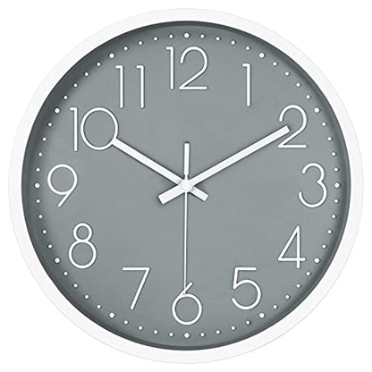 JUSTUP 12 inch Non-Ticking Wall Clock, Battery Operated Modern Wall Clock - color: Gray