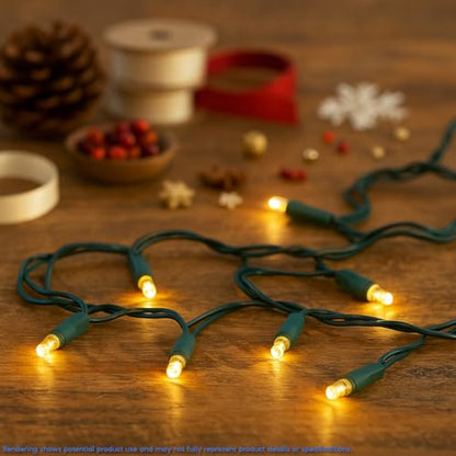 Novelty Lights 11.5 Feet 35 LED String Light, Warm White on Green Wire - color: Warm White (Connectable)