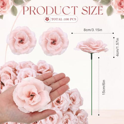 Yunlly 100 Pcs Artificial Flower for Wedding, Light Pink - color: Blush Pink