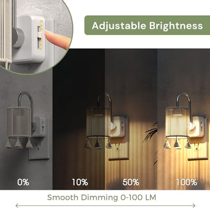 L LOHAS LED Night Lights Plug into Wall, Boho Fabric Cylinder Night Light - color: Silver pole -3000k, size: 2 Pack