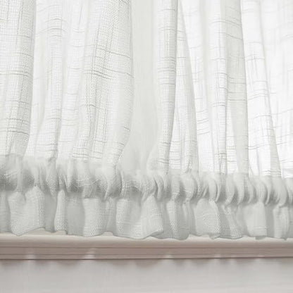jinchan Linen Textured Door Curtain 72 Inch Farmhouse 1 Panel White - color: Sheer | White, size: 50"W x 72"L (Pack of 1)