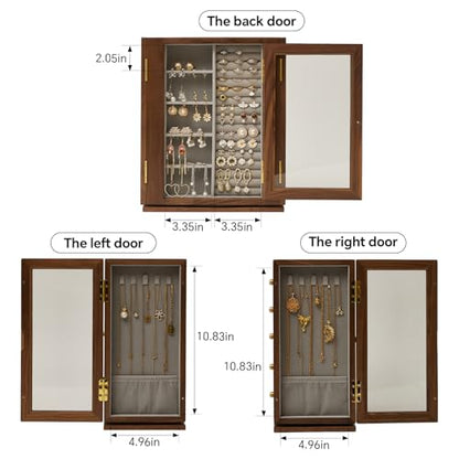 360 Rotating Design Wooden Jewelry Box for Women - size: Rotation