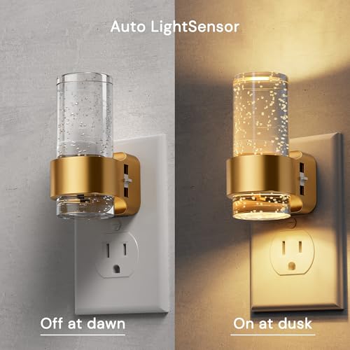 L LOHAS LED Night Lights Plug into Wall, 2 Pack Mini Dimmable Night Light - color: Gold Ring-3CCT-Mini, size: 2 Pack
