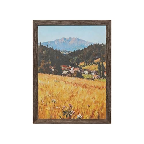 Framed Wall Art Canvas Painting, Vintage Botanical Wood Wall Art Decor for Bedroom Bathroom Living Room Office, 12x16 Inch - color: Warm Earth Tones, size: 16"L x 12"W
