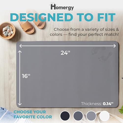 Homergy Bath Mat for Bathroom Non Slip, Quick Dry, 16x24 in, Grey - color: Gray, size: 16" x 24"
