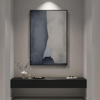 Large Framed Blue Gray Modern Abstract Wall Art, 1 Piece 24x36 In - color: Blue and Grey
