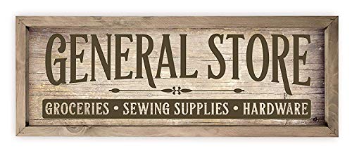 General Store Wood Rustic Style Wall Décor Sign With Frame 12x36 - color: Brown With Frame, size: 12x36