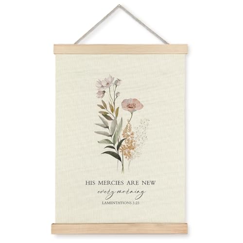 Supwhd Christian Wall Art Decor for Bedroom Living Room Office, His Mercies are New Every Morning Scripture Wall Art Framed 12x16, Christian Gifts for Women - color: His Mercies are New Every Morning, size: 16"L x 12"W