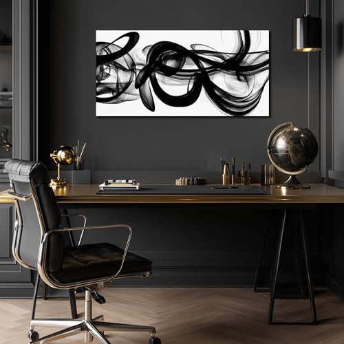 Black And White Abstract Canvas Wall Art For Bedroom Office Living Room - color: Black, size: 40"L x 20"W