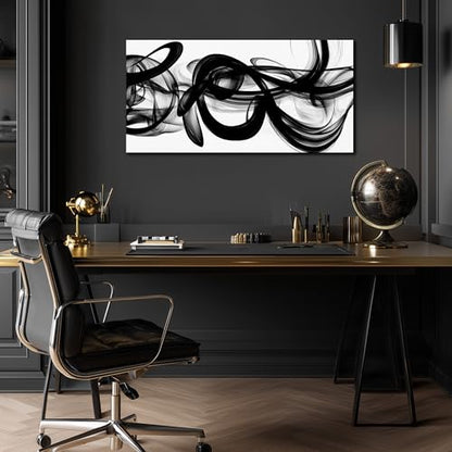 Black And White Abstract Canvas Wall Art For Bedroom Office Living Room - color: Black, size: 40"L x 20"W