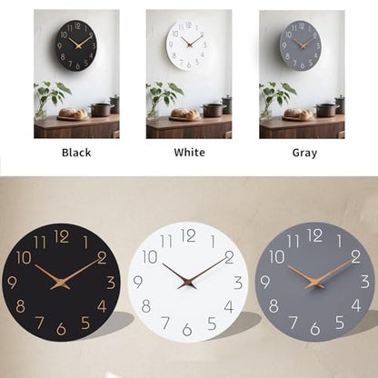 Mosewa Wall Clock 12" Modern Battery Operated Silent Simple(White) - color: A_white, size: 12 Inch