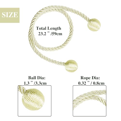 Curtain Tiebacks Outdoor Decorative Rope Tie Backs Drape Holdbacks Nieffeiy - color: Cream