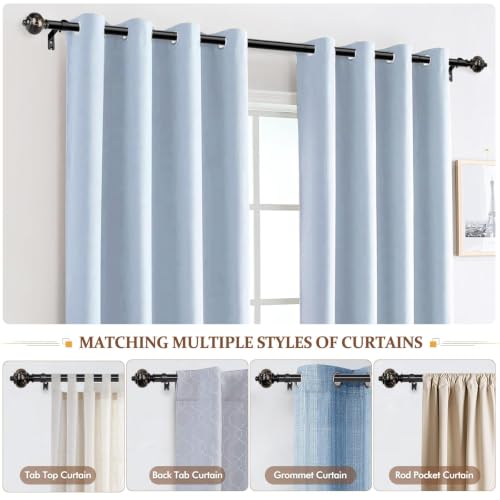 KAMANINA 1 Inch Curtain Rods 32 to 58 Inch, Black Adjustable Drapery Rods - color: Black, size: 32-58"
