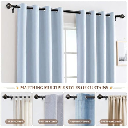 KAMANINA 1 Inch Curtain Rods 32 to 58 Inch, Black Adjustable Drapery Rods - color: Black, size: 32-58"