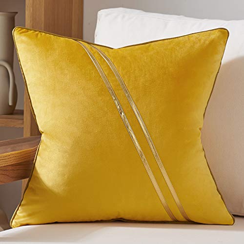 Avigers Throw Pillow Cover 20 x 20 Inch, Yellow, Velvet, Hidden Zipper - color: Yellow, size: 20" x 20" (Pack of 1)