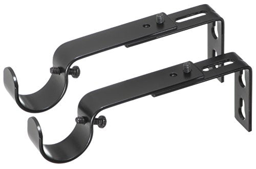 Ivilon Adjustable Brackets for Curtain Rods - for 1 or 1 1/8 Inch Rods. Set of 2 - Black - color: Black, size: Adjustable - 1" or 1-1/8" Rods