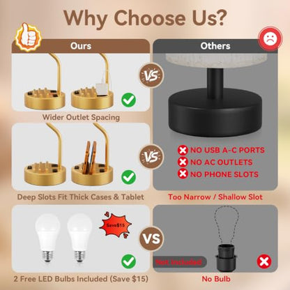 Fenmzee Bedside Lamps for Bedroom Set - 18" Gold Table Lamp for Nightstand - color: Cream & Gold