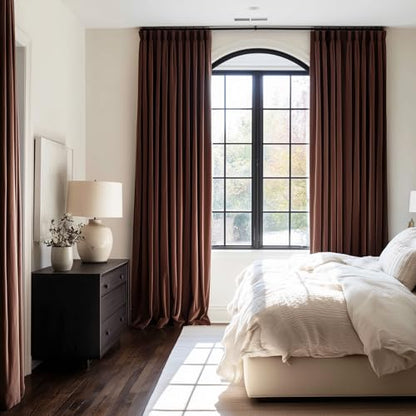 Pinch Pleated Velvet Curtains 40x63 Inches 2 Panels,Dark Brown Drapes - color: Brown, size: 40"W x 63"L (Pack of 2)