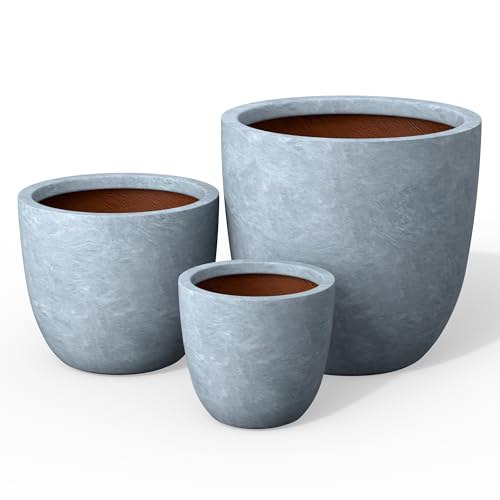 Kante 3-Pack 18" 14" 10" W Round Blue Gray Concrete Planters - color: Slate Gray, size: 18/14/10-Inch Dia