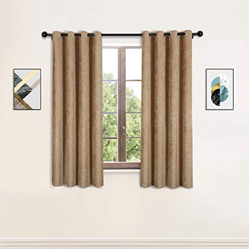 ELKCA Double-Sided Chenille Window Curtains for Living Room Coffee Curtain for Bedroom,Grommet Top,2 Panels, 52" W x63 L - color: Coffee, size: 52"W x 63"L (Pack of 2)