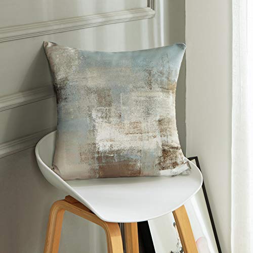 Britimes Throw Pillow Covers Set of 2, 16 x 16 Inch, Grey Beige Teal - color: Grey Beige, size: 16" x 16" (Pack of 2)