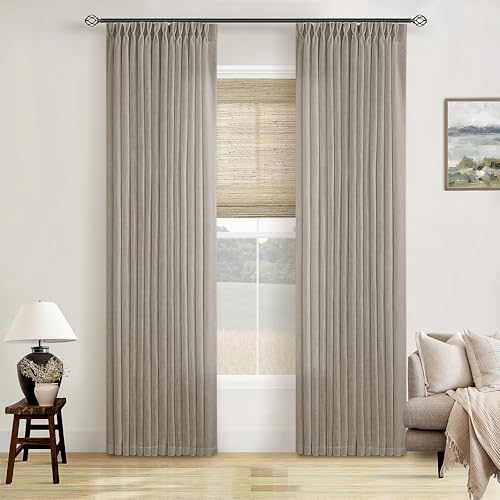 TWODRAPES Burlywood Birch Pinch Pleated Linen 92 Inch Curtains 2 Panels - color: Burlywood Birch, size: 40"W x 92"L (Pack of 2)