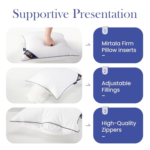Mirtala 24"x24" Pillow Inserts Set of 2 with 100% Cotton Cover Decorative Square Throw 24" Pillows Living Room, Sofa, Couch, and Bed-White (2, 24 x 24 Inch) - size: 24 x 24 Inch