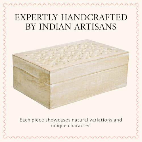 Mela Artisans Trellis Mango Wood Storage Box - Whitewash, 7.5x4.5 in - color: Whitewash, size: Medium