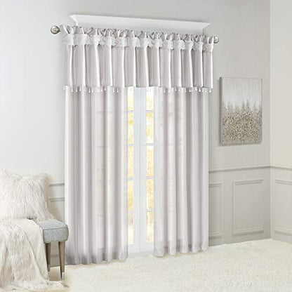 Madison Park Faux Silk Valances for Windows with Beads, 50x26 Silver - color: Silver, size: 50"W x 26"L (Pack of 1), style: Valance