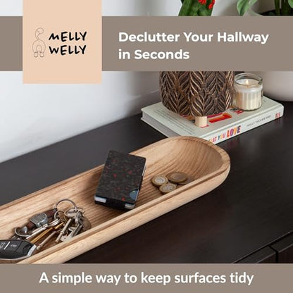17.5” Handcrafted Wooden Dough Bowl – Artisan Paulownia Wood Centerpiece | Luxury Rustic Home Décor | Elegant Catchall Beautiful Gift