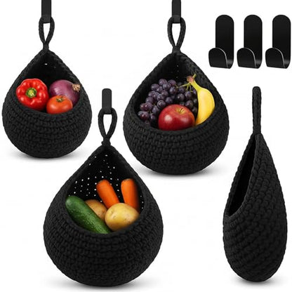 Honeydak 3 Hanging Baskets, Black, Classic Teardrop - color: Black, style: Classic Teardrop