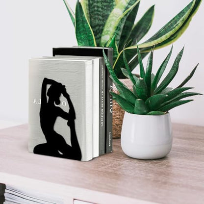 Peacoblue 5.3"x4.3"x6.7" Metal Bookends, Heavy Duty Book Ends for Shelves - style: Yoga