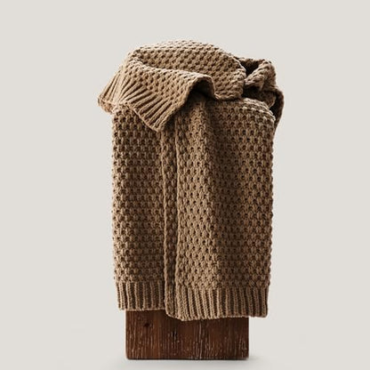 EVERGRACEHOME Chunky Chenille Knit Throw Blanket, 50 x 60, Camel Brown - color: Camel Brown, size: 50" X 60"