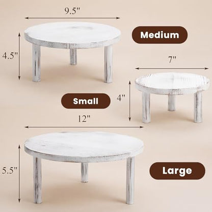 Elsjoy Set of 3 Farmhouse Wooden Cake Display Stand, Rustic Cupcake Riser