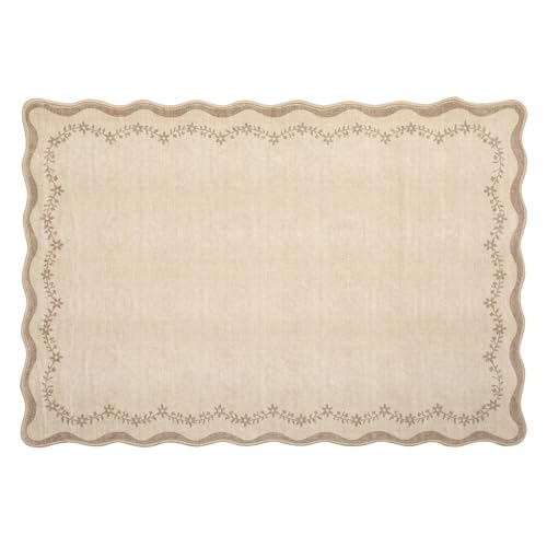 GarveeHome Scalloped Entryway Rug 2x3 Jute Washable Front Door Entry Rug - color: Jute, size: 2' x 3' (Rectangular)
