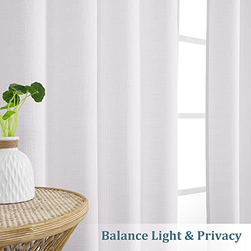 Chyhomenyc White Curtains 54 Inch Length 2 Panels, Faux Linen - color: White, size: 30"W x 54"L (Pack of 2)