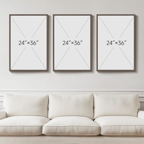 Large Framed Neutral Abstract Wall Art, Set of 3, Beige Brown, 24x36 In - color: Earthy, size: 24" W x 36" H x 3pcs