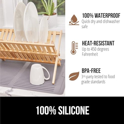 GORILLA GRIP Patented BPA-Free Silicone Dish Drying Mat, 18x16, Gray - color: Gray, size: 18" x 16", style: Silicone