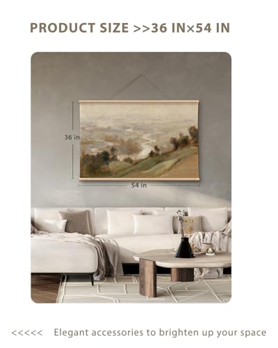 VIYYIEA Extra Large Canvas Wall Art - Abstract River Landscape, 54x36 Inch - color: Golden Loess Hillslope